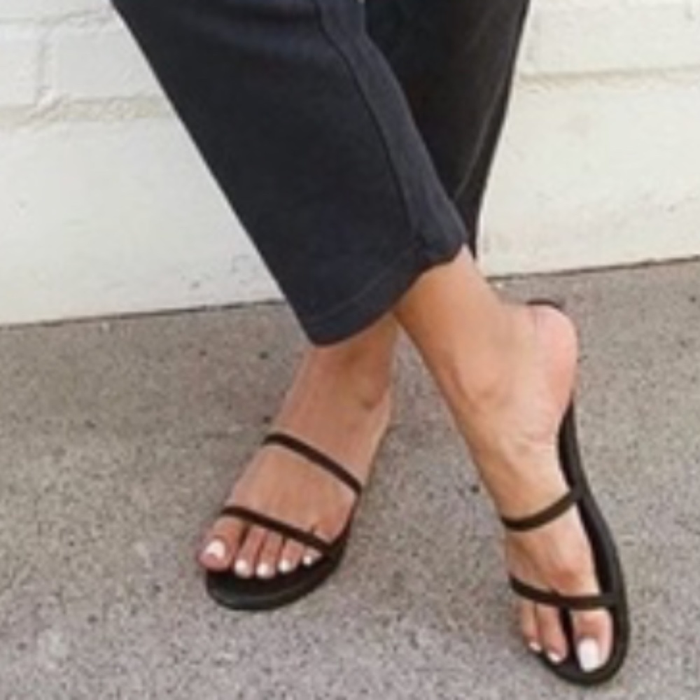 Tkees Gemma Black Dual Strap Slide Slip On Sandals